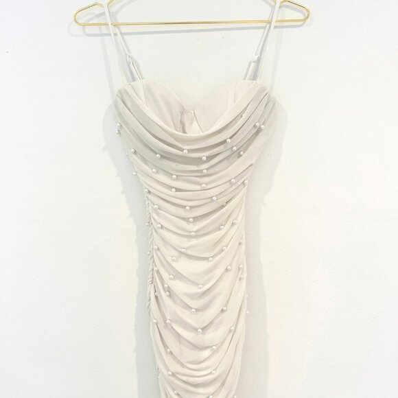 Windsor Faux Pearl Mini White Dress SZ. S - Picture 2 of 10
